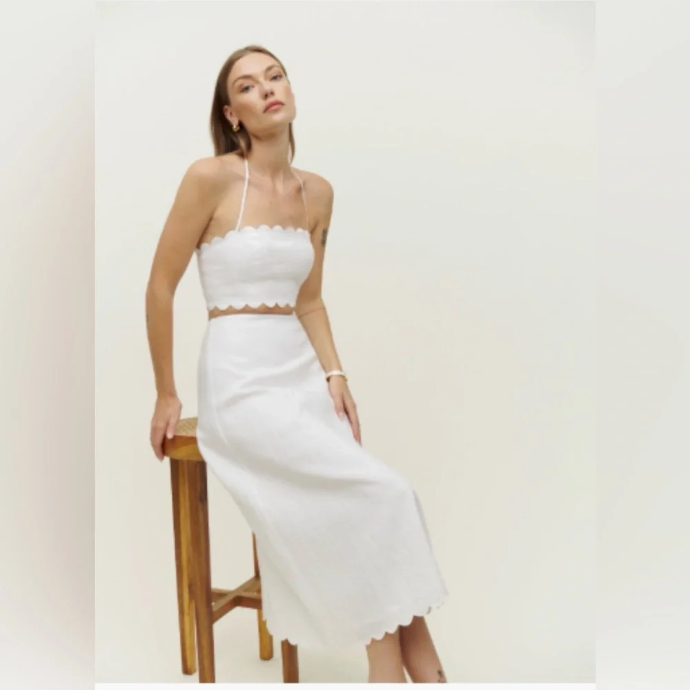 Reformation Yvonne Linen Two-Piece - White - Size 6 - Picture 1 of 4